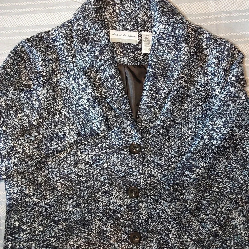 Alfred Dunner Women's Size 10P Blue‎ Blazer Jacket Tweed Blend